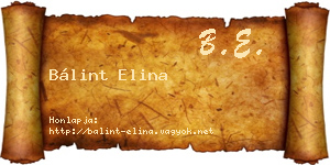 Bálint Elina névjegykártya